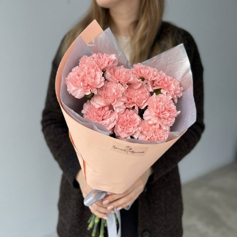 Моно-букет из 11 розовых диантусов